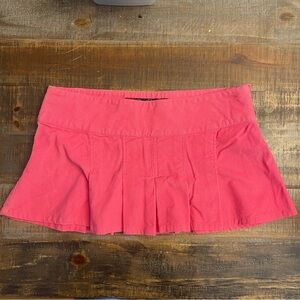 Y2K Steve & Barry Pink Corduroy Pleated low rise micro mini Skirt